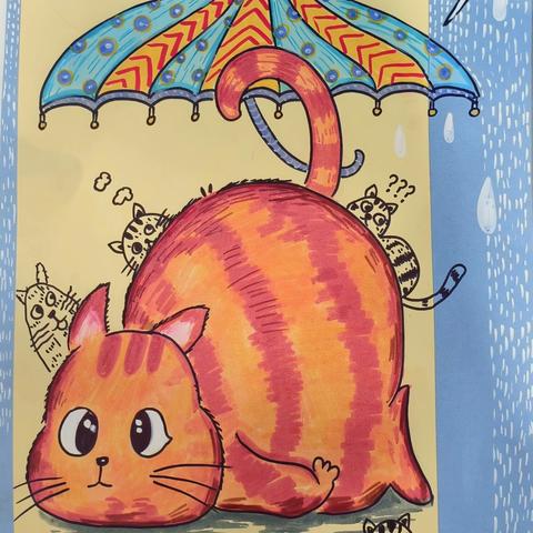 童画A班 第四周——《雨下的猫🐱》