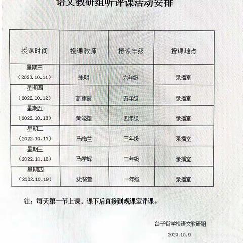 在倾听中感悟，在感悟中成长——记台子街学校语文教研组“人人讲，人人听”听评课活动