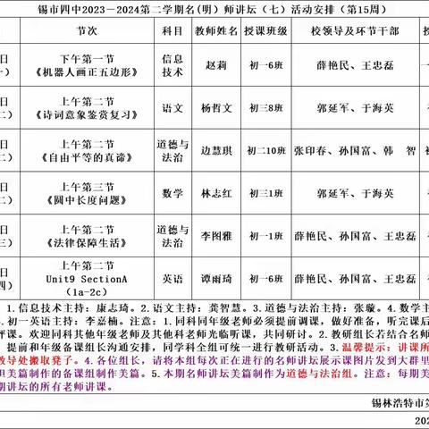 “教”而有思，“研”而有行——锡市四中名师讲坛第十一期