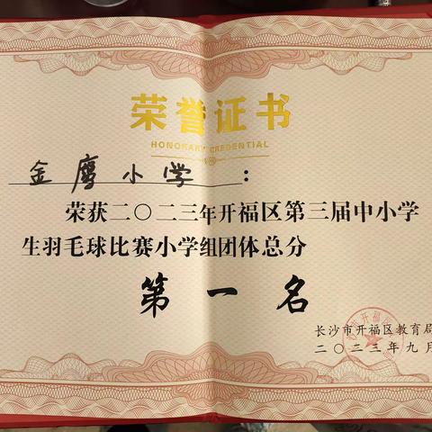 夺冠！金鹰小学羽毛球代表队荣获开福区中小学生羽毛球比赛团体冠军🏆