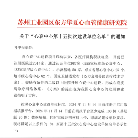 【喜讯】高陵区医院成功入选“国家心衰中心建设单位”！