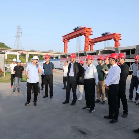 江苏省工信厅二级巡视员乔亦哲、安徽省经信厅党组副书记、副厅长杨明到中铁四局宁马城际铁路制梁场视察