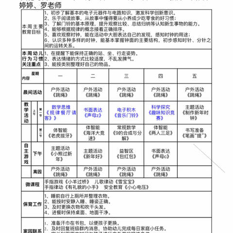 楚源曙光园大一班第十八周周工作总结