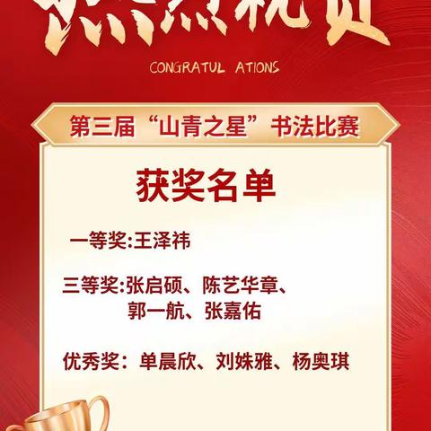 喜报丨新铧教育安心练字               8名学员荣获2023年第三届“山青之星”省级荣誉