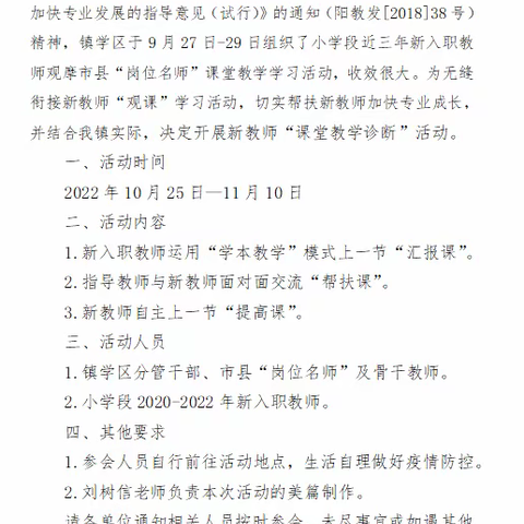 名师赋能，“研”之凿凿；新手上路，行之灼灼——水落坡镇学区“新入职教师‘课堂教学诊断帮扶’活动“纪实