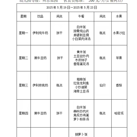 [每周食谱]2025年5月19日- 2025年5月23日