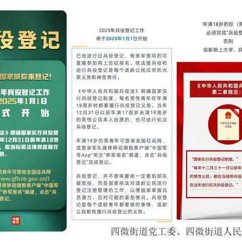 “青春力量 守护家园” ——四微街道开展2025年兵役登记宣传工作