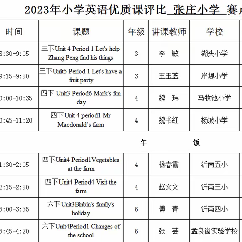 优质课堂绽风采，以赛促教共成长。——2023年沂南县小学英语优质课评比活动张庄赛区