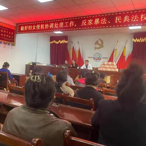 当江荣村妇联开展“妇女儿童权益保护法、反家庭暴力法”等宣讲活动