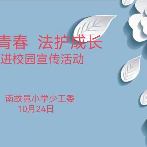 引航青春   法护成长 ——铜冶镇南故邑小学少工委举行普法讲座