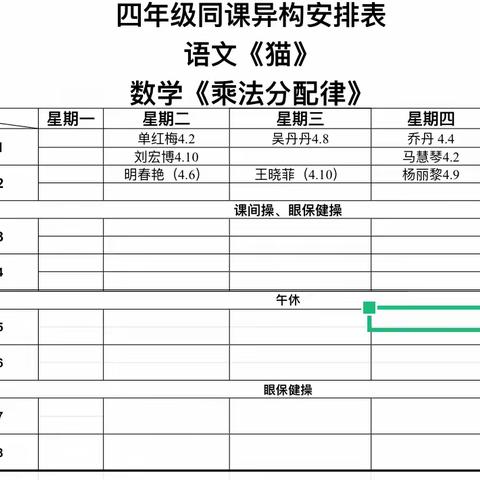 “同课”共教研，“异构”开新花——锡市第十四小学四年级组语文数学同课异构活动