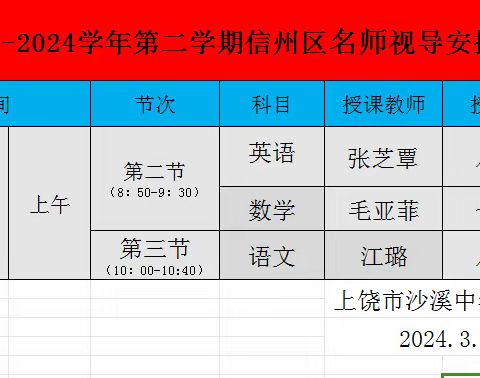 视导引领，龙行龘龘——信州区名师视导活动走进沙溪中学