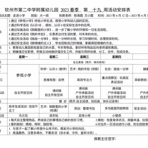 钦州市第二中学附属幼儿园大一班6月课程故事