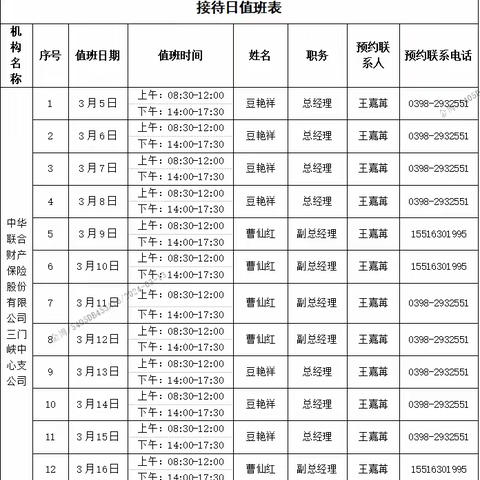 中华财险三门峡中支关于2024年“3•15”总经理信访接待日的公告