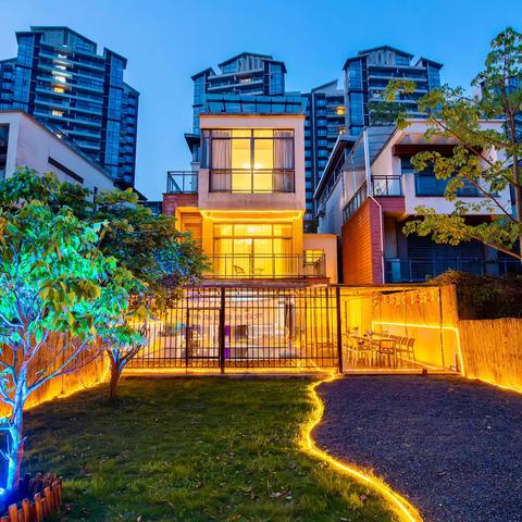 『云沫 • 半山里』全新奶油风9房13床泉乐路77号｜天幕露营大花园、游泳池温泉池、KTV&会议室、山景别墅📷拍照十分上镜