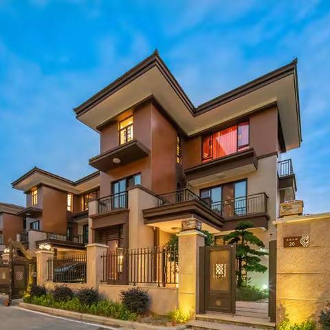 清远熹乐谷「3街22栋」6房10床半山温泉泳池别墅