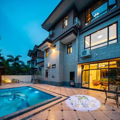 清远熹乐谷「5街6栋」北欧风豪华5房9床汗蒸房、山景温泉、泳池别墅🏡