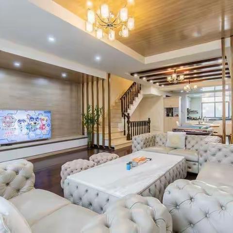 富力泉天下 | 全新网红现代奶油风4房8床丨临泉一街6号温泉♨️别墅、豪华独立🎤KTV 、麻将🀄、烧烤🍢