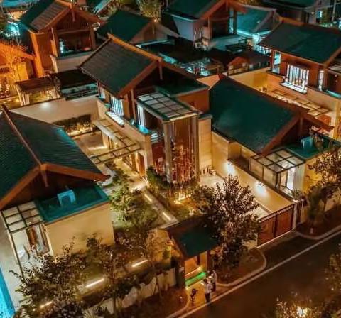 清远熹乐谷「9街6号」四合院全套间5房9床泳池别墅