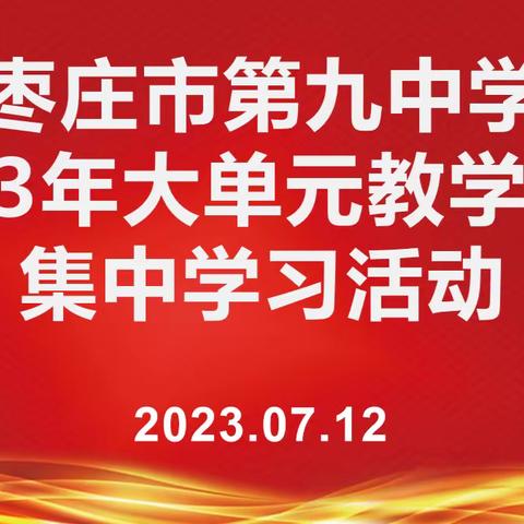 为人师表 诲而不倦，为国树才  教必有方——枣庄九中开展“2023年大单元教学设计集中培训”活动