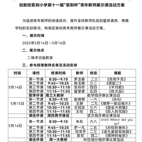 青春磨砺簇花开 美好课堂展风采——﻿记创新街紫荆小学第十一届青年教师展示课活动（综合学科组）