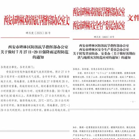 【碑林区应急管理局】提早应对 扎实部署——区防汛办做好降雨防范工作