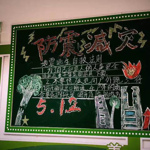四年级组“防震减灾”主题黑板报