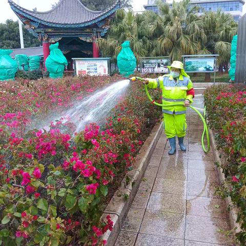 宜良玉禾田 坚守岗位，为城市“梳妆”