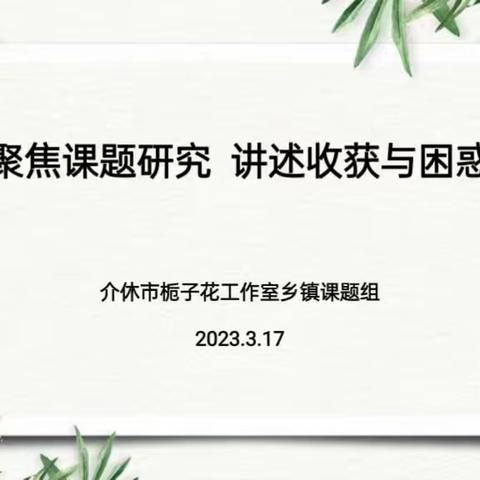 “聚焦课题研究 讲述收获与困惑”——栀子花名师工作室乡镇课题组线上研讨活动