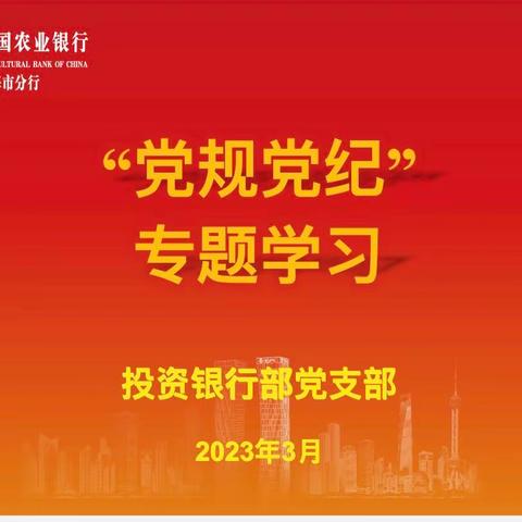 分行投资银行部党支部开展党规党纪专题学习研讨