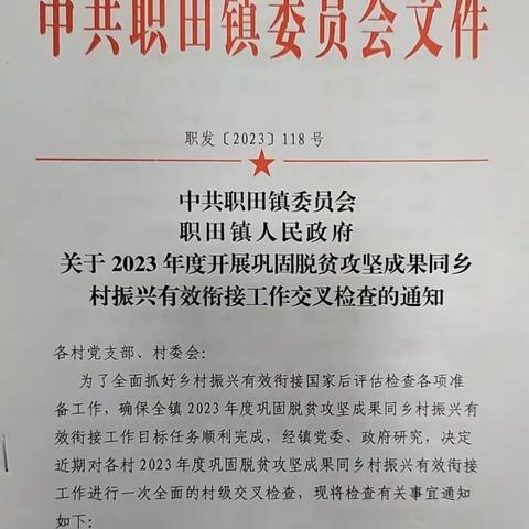 交叉检查找弱项 督帮互评提质量—职田镇开展乡村振兴工作交叉检查活动