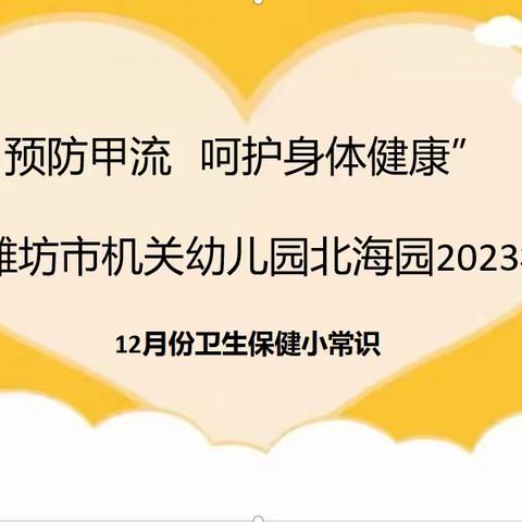 预防甲流 呵护您的身体健康——潍坊市机关幼儿园北海园2023年12月份卫生保健小常识