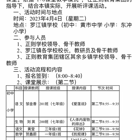 罗江镇中心小学推介“1+6”课堂教学模式暨全镇课堂教学研讨活动