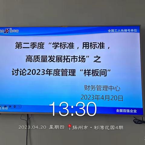 第二季度“学标准，用标准，高质量发展拓展拓市场”之财务管理中心2023年度管理“样板间”专项讨论