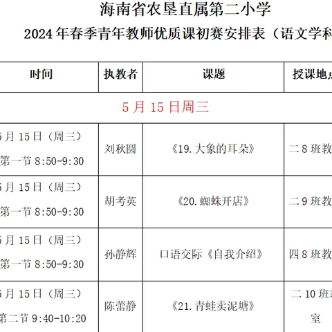 青年教师展风采  以赛促教助成长——海南省农垦直属第二小学2024年春季青年教师优质课语文组初赛记实