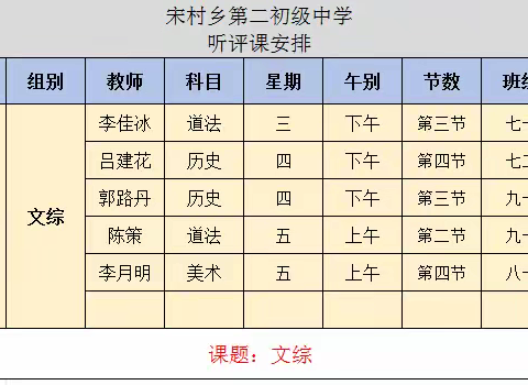 弦歌不辍，且行且思 宋村乡第二初级中学 文综组教研活动