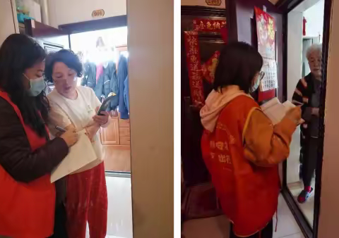入户访民情 织密“一张网”   健康路街道乐强社区网格员开展入户信息采集工作