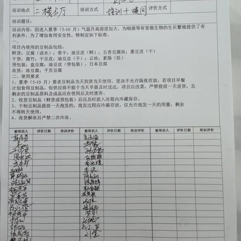 项目夏季食品安全注意事项及夏季豆制品使用规定