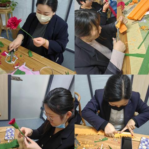 巧手制作康乃馨 感恩献礼女神节