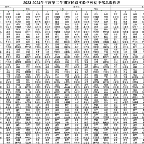 宿迁经济技术开发区富民路实验学校体育课表公示