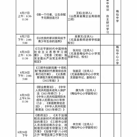 梅仙中心小学举办2023年暑期政治理论学习