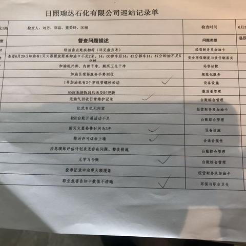 瑞达一站6月份综合检查整改