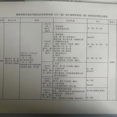 携手共绘地理教育梦——锡林浩特市开展初中地理校际间结对帮扶交流活动（纪实第二期）