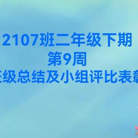 2107班第9周班级总结评比表彰