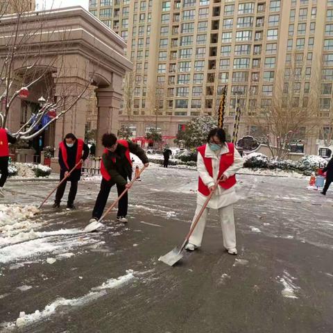 安陵镇团委寒假社会实践大学生道路清雪志愿活动