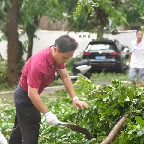 佳节守 “家”！海口市长流中学党员干部带头打响台风后校园整治战
