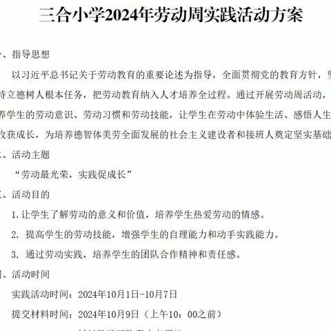 相约劳动周，绽放新风采——三合小学劳动周实践活动