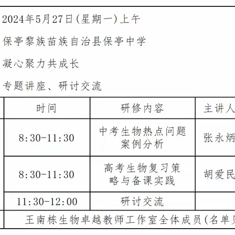 凝心聚力共成长——王南栋卓越教师工作室5月活动暨成果应用类课题推广活动