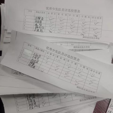 濮阳油田英杰学校6.1班优秀少先队员评选
