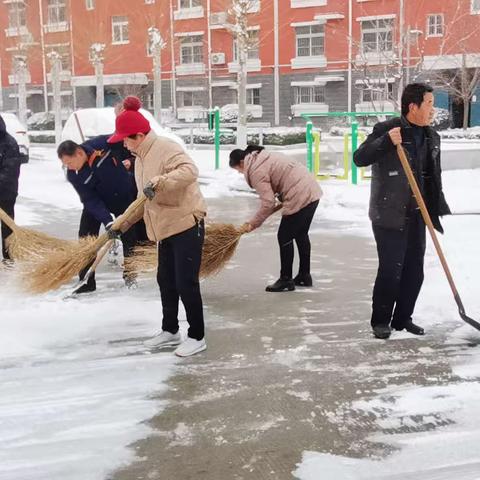 后套村开展“不畏严寒，扫雪除冰”的主题活动。
